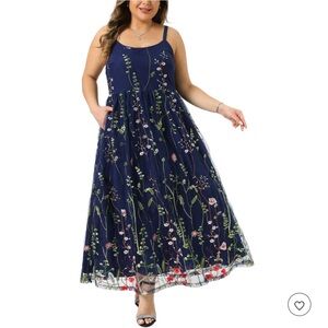 BloomChic Navy Blue Floral lace maxi Dress